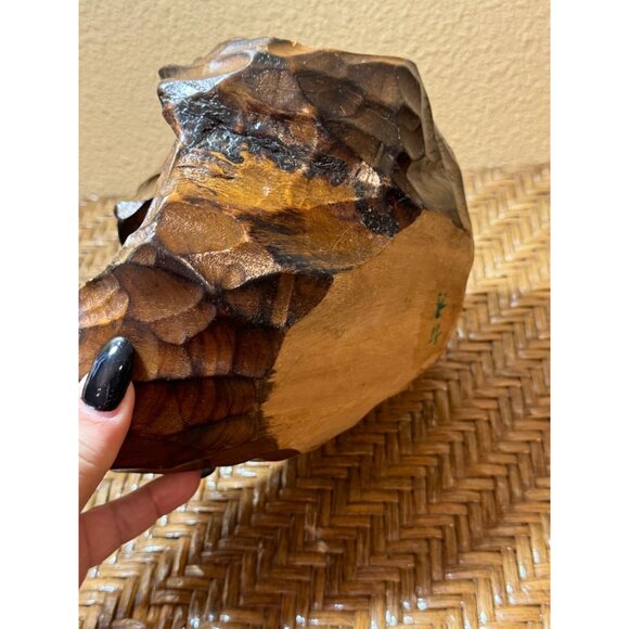 Burl Wooden Carved Decorative Bowl With Handle - Picture 7 of 8